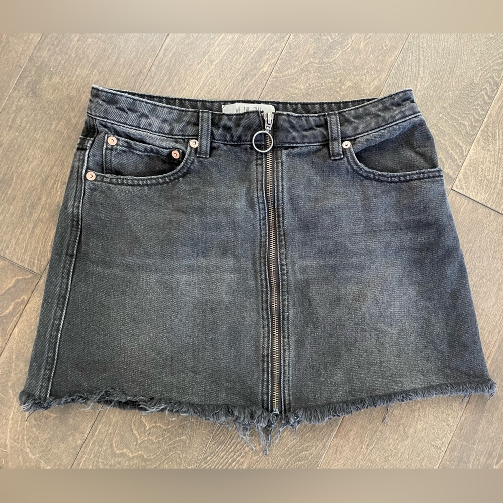 Free People We the Free Zip-front Denim Skirt Black size 28
